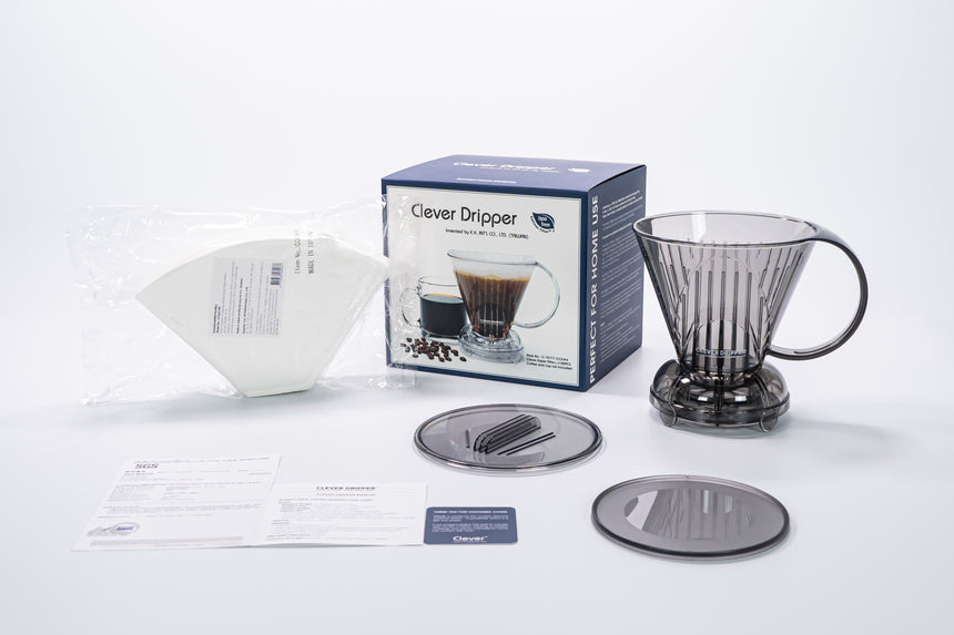 Handybrew | Clever Dripper w/filter paper bundle, Handybrew - Hazel & Hershey Coffee Roasters Translucent Grey Large