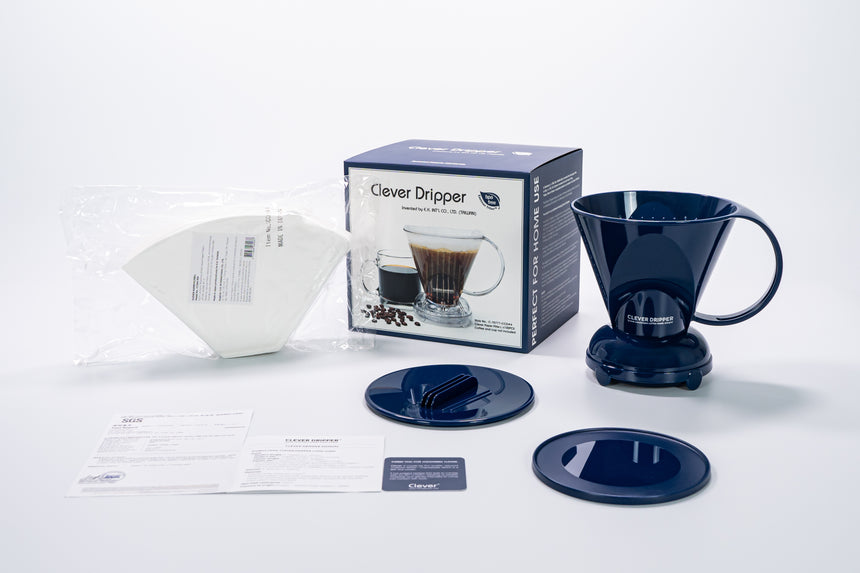 Handybrew | Clever Dripper w/filter paper bundle, Handybrew - Hazel & Hershey Coffee Roasters Navy Blue Large
