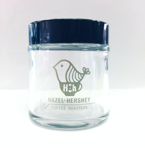 Comandante | Replacement jar with lid, Comandante - Hazel & Hershey Coffee Roasters HnH Logo Clear - Glass
