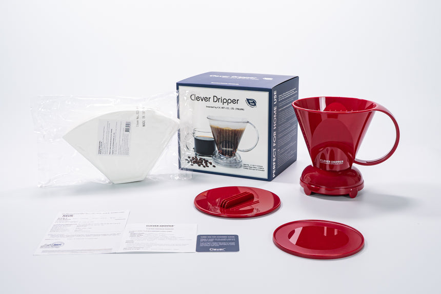 Handybrew | Clever Dripper w/filter paper bundle, Handybrew - Hazel & Hershey Coffee Roasters Solid Red Large